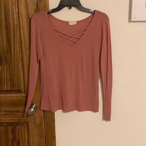 Pink long sleeve with cute neck line